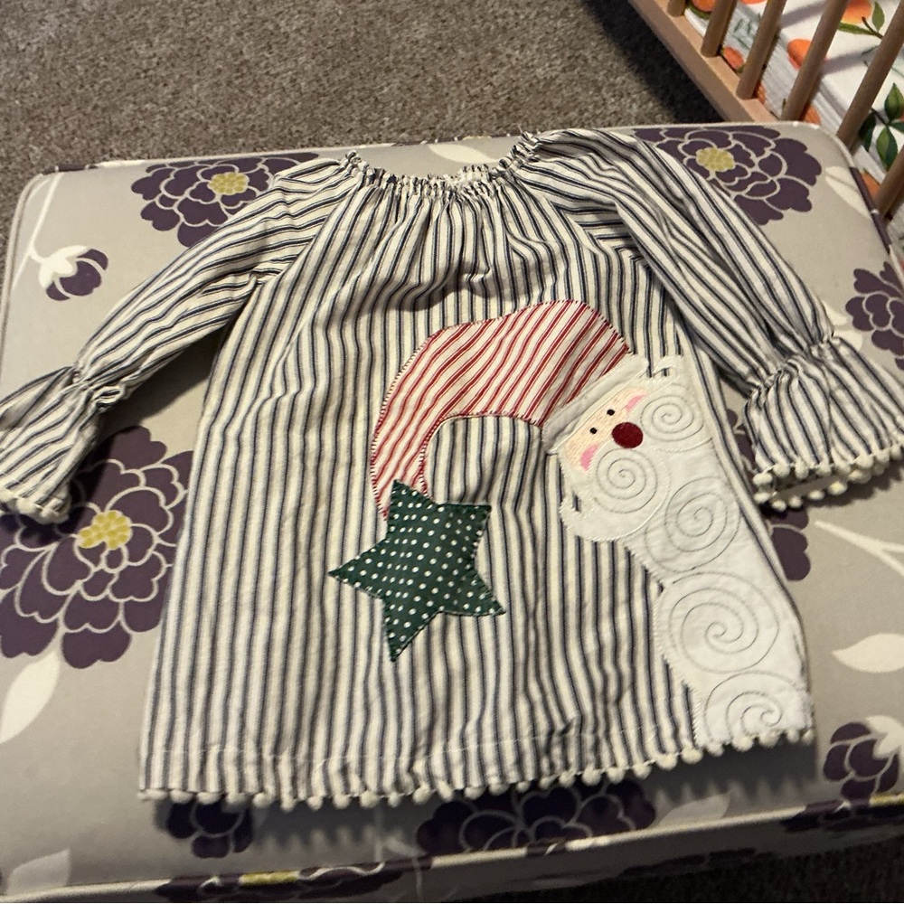 Mud Pie Navy and White Striped Santa Dress